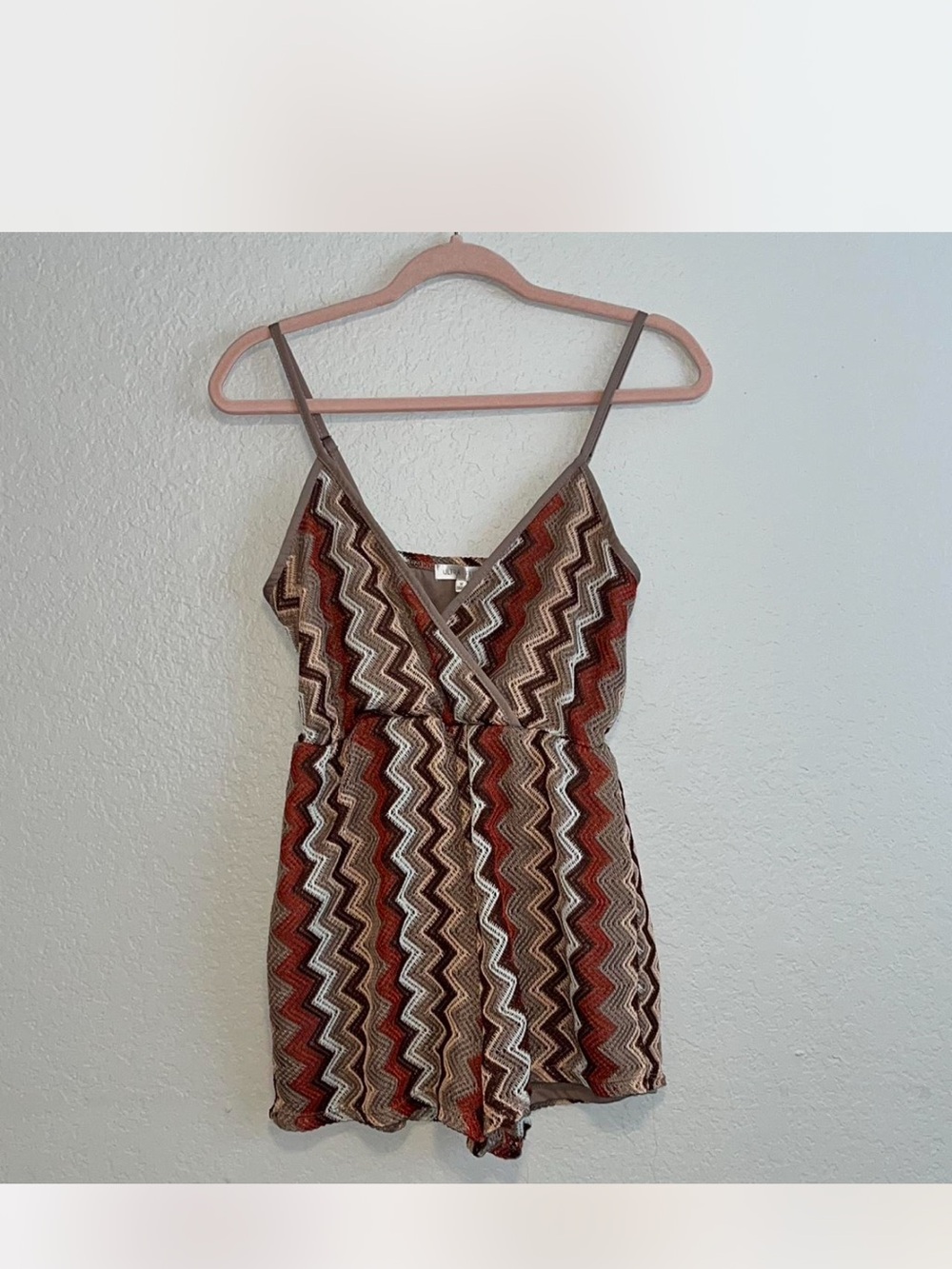 Missoni inspired Zigzag Chevron Romper in Rust, Brown & Cream